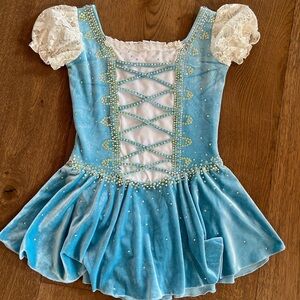 Blue Sparkle Dirndl/sound of music Style Figure Skating Dress Girls